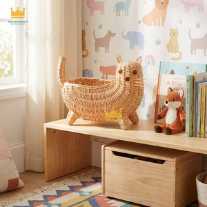 Panier de rangement moderne en rotin en forme de chat mignon, écologique, tissé à la main, multifonctionnel, décoration d'intérieur, design animal, prix abordable - Product Image 3