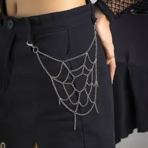 Moda dulce fresco Hip Hop Punk Halloween Spider Web pantalones cadena gótica cadena oscura cuerpo cadena para mujeres y hombres