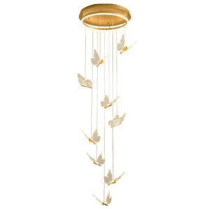 Lustre d'escalier Villa Hall Transparent Papillon Bar Lampe Créative Simple Moderne Lumière <span class=keywords><strong>De</strong></span> <span class=keywords><strong>Luxe</strong></span> Salon Suspension Lampe - Product Image 1
