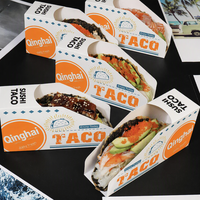 Boîtes alimentaires personnalisées en papier kraft recyclable et écologique en forme de taco, finition UV/mate, emballage en gros pour tacos, nachos, BBQ, sushis
