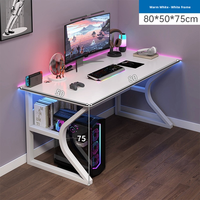 Bureau de Gaming Industriel en Promotion avec Éclairage RGB Intégré, Rangement CPU, Résistant à l'Usure, en MDF Grain de Bois et Acier Durable