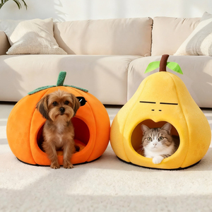 Großhandel niedlichen weichen flauschigen Fruchtform Indoor <span class=keywords><strong>Cat</strong></span> Cave Bett Welpe Haustier Schlaf bett Kissen Haus - Product Image 4