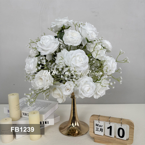 Centros de Mesa con Bolas de Flores de Seda, Realistas, Hechos a Mano, Estilo Natural, Blancos, Redondos, Pequeños, Tamaño Personalizable, Decoraciones para Bodas - Product Image 2