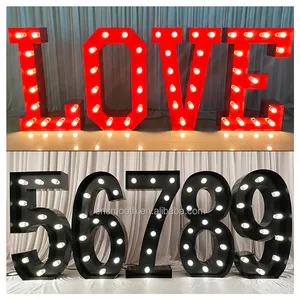 New Arrivals Popular Colorful Metal Stand LED Light Number Letter 3ft And 4ft Wedding Backdrop Light Decoration
