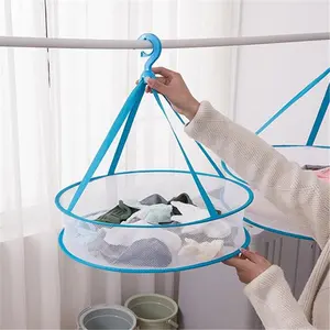 Mehrschicht-Klappbare Netz-Wäschebeutel-Hanger Edelstahl und Stoff mit Metall-Doppeltstufen für Trocknen und Aufbewahrung im Freien
