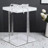 Boîte à gâteau en plastique PET transparent de qualité alimentaire avec impression de logo personnalisé, matériaux recyclés, emballage écologique, boîtes à gâteau hautes
