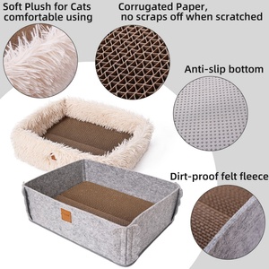 À la mode grand carré ondulé chat grattoir conseil résistant à l'usure lit pour animaux de compagnie accessoire nid griffe affûteur moderne tissu Carton - Product Image 6