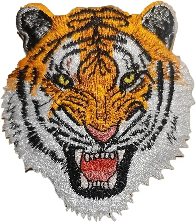 Custom logo Printing Sport Iron on/ Sew on Roaring Tiger Embroidery Patches Colorful Embroideries Patches
