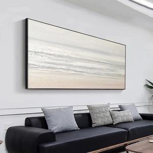 Peinture abstraite sur toile texturée, art côtier minimaliste aux tons neutres, décoration murale pour salon, chambre à coucher, décoration intérieure - Product Image 4