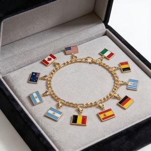 Nouveau Bracelet DIY en Acier Inoxydable avec Breloque Drapeau National Doré Personnalisé pour Homme et <span class=keywords><strong>Femme</strong></span>, Idéal pour la Fabrication de Bijoux, Collection Matchs Mondiaux 2026 - Vente en Gros - Product Image 3