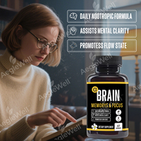 AegleWell pour capsules - Complément alimentaire à base de plantes Super Brains pour la mémoire et la santé du cerveau, végétalien, biologique, naturel, pour adultes