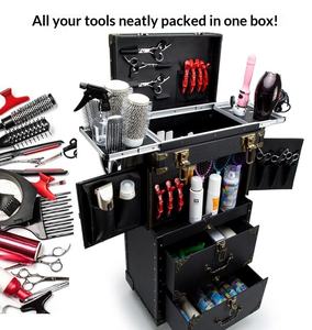 Trolley de Coiffure Vintage en Cuir – Boîte à Outils Personnalisée Rétro avec Tiroirs pour <span class=keywords><strong>Coiffeur</strong></span> et Rangement de Produits de Beauté - Product Image 6