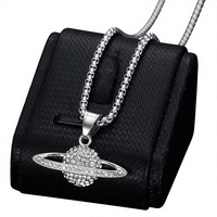 Colliers pendentifs Hip Hop Celestial the Earth en acier inoxydable étanche, sertis de zircons CZ, bijoux de mode pour hommes, vente en gros