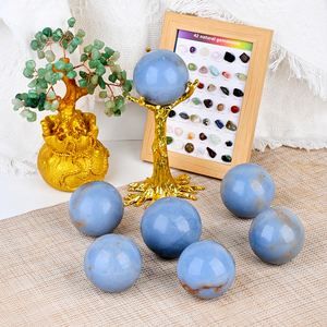 ลูกบอลคริสตัลแองเจลไลท์สีน้ำเงินธรรมชาติขัดเงา ขายดี สำหรับตกแต่งบ้านและบำบัดรักษา - Product Image 6