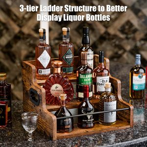 Rak Penyimpanan Kayu 3 Tingkat untuk Wine, Kopi, Sirup, Mini Bar, Penyimpanan Rumah untuk Whisky dan Minuman Keras - Product Image 5