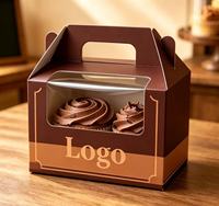 Boîte à gâteau personnalisée de 6 pouces avec logo, en matériaux recyclés biodégradables, fenêtre transparente gaufrée et poignée, idéale pour les fêtes