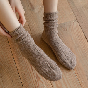 <span class=keywords><strong>Laine</strong></span> Crew Fancy Fashion Warm Plain Winter Dress Slouch <span class=keywords><strong>Chaussettes</strong></span> pour femme - Product Image 4