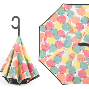 <span class=keywords><strong>Dobble</strong></span> Couche 23 Pouces Différentes Couleurs Inverser Parapluie Inversé Avec Poignée en forme de C, Anti-uv - Product Image 3