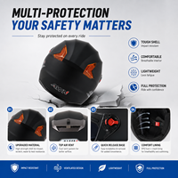 Casque de moto 3/4 ouvert homologué CE, en ABS avec amortisseur EPS, double visière transparente en PC, équipement de conduite