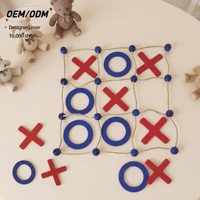 Morpion en bois Montessori écologique pour enfants de 2 à 4 ans, jeu interactif éducatif pour le développement de l'équipe |   OEM ODM Vente en gros