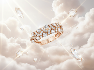 Anillo de eternidad ancho de oro de 18 quilates con diamantes naturales en varias filas, anillo de lujo para mujer, diseño apilable, joyería fina. - Product Image 5