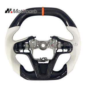 Volante Deportivo Personalizado de Fibra de Carbono con Empuñaduras de Cuero Perforado Blanco para Lexus LC 500 500h Coupé 2016-2026 - Product Image 1