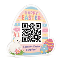 Letrero Ligero de Acrílico con Diseño de Conejito Feliz y Huevo, Logotipo Personalizado Impreso, Placa Decorativa para Pascua, Letrero con Código QR para Decoración de Mesa, Pared o Ventana