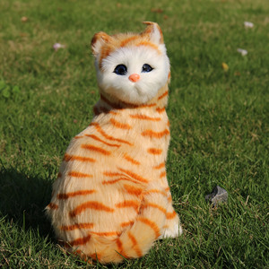 Juguete de peluche de gato con cabeza inclinable realista con voz-Accesorio de película realista, compañero de Mascota, decoración del hogar (Blanco/Negro/gris/jengibre) - Product Image 3