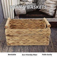 Petits paniers de rangement carrés tissés en fibre de plantes de rotin, écologiques, pliables et flexibles, de haute précision, organisateur de désordre de bureau pour