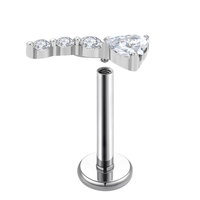 G23 titanio 16G varios pendientes de tuerca espalda plana pendientes de moda Labret labio Piercing Tragus Helix Daith lóbulo circón joyería del cuerpo