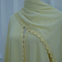 Ensemble Abaya ouverte 2 pièces avec dentelle florale et hijab assorti, style Dubaï, tenue modeste pour femmes musulmanes, vêtements islamiques – Nouvelle collection populaire