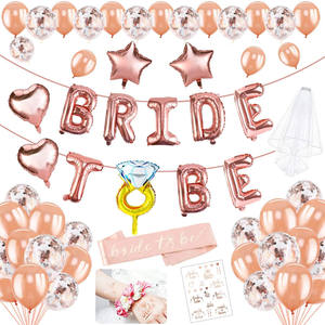 Nouvel ensemble de ballons en or Rose, ensemble de mariée pour fête de mariage, voile à bretelles - Product Image 1