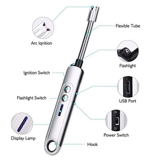 Новинка, электронная зарядка через USB, импульсная зажигалка, плазменная, Электронная, ветрозащитная, для барбекю, кухонные свечи, фейерверк, трубка, зажигалка для дыма