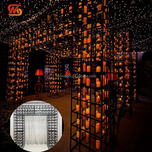 SMOOTH Modern Detachable New Arrival Customized Indian Wedding Stage Reception Decoration Black Grid Iron <b>Candle</b> <b>Wall</b> Arch - Product Image 1