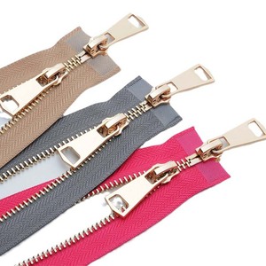 Custom 50cm Brass Metal Zipper With Double-Sided Slider Eco-Friendly Two-Way Zipper Gold <strong>Zip</strong> For Hoodie Vest - Product Image 1
