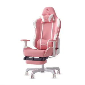 De gros mignon confortable chaise de bureau-Cell-wheel — chaise de gaming de course rose avec repose-pieds, siège de gaming ergonomique à dossier haut, pour ordinateur de bureau et gaming, mignon, pour fille,