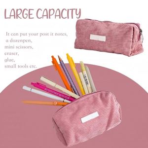Trousse à crayons en velours côtelé grande capacité - Organisateur de papeterie octogonal pour l'école et le bureau, idéale pour offrir et usage personnel - Product Image 4