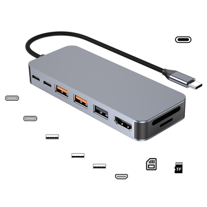 Adaptateur multifonction en aluminium 9 en 1 HDTV <span class=keywords><strong>USB</strong></span>-C SD TF <span class=keywords><strong>M2</strong></span> SSD <span class=keywords><strong>NVMe</strong></span> Docking Station <span class=keywords><strong>Usb</strong></span> Hub - Product Image 6