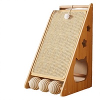 Cadre en bois, surface en corde de chanvre avec rouleau, griffoir pour chat en boule de sisal