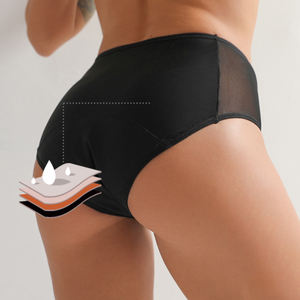 China Großhandel <span class=keywords><strong>Xxl</strong></span> 3Xl Sheer Air Mesh Sexy 4-lagige absorbierende Periode Unterwäsche Auslaufs ichere schützende Menstruation höschen für Frauen - Product Image 2