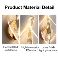 Lampe murale LED spirale créative, style nordique moderne, en aluminium, 3 températures de couleur, pour chambre à coucher, chevet, salon, éclairage d'ambiance