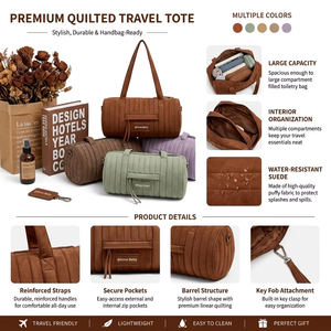 Sac de <span class=keywords><strong>voyage</strong></span> et de sport matelassé en daim avec option de couleur et logo personnalisés – Sac fourre-<span class=keywords><strong>tout</strong></span> matelassé en daim souple - Product Image 4