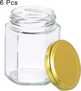 Wholesale Hexagonal Glass Honey Jars with Dipper 180ml/280ml/380ml/500ml Capacities Fruit & <b>Seeds</b> <b>Storage</b> Custom Logo - Product Image 3