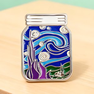 Nouvelle collection : Émail antique Van Gogh Nuit étoilée en alliage de zinc plaqué nickel noir – Souvenir créatif pour artistes, mode, sport et amour - Product Image 3