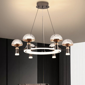 Lustre nordique de luxe pour salle à manger/salon, en <span class=keywords><strong>fer</strong></span> <span class=keywords><strong>forgé</strong></span> et aluminium, LED blanc chaud, protection des yeux, type <span class=keywords><strong>suspension</strong></span>, <span class=keywords><strong>noir</strong></span>/or - Product Image 6