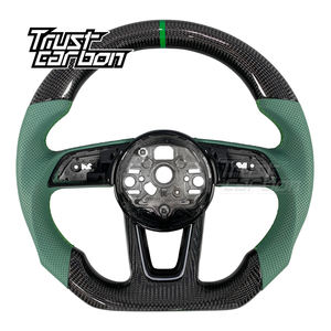 Volant sport en fibre de carbone personnalisé pour <span class=keywords><strong>Audi</strong></span> <span class=keywords><strong>A4</strong></span> S4 A5 S3 Q5 2016-2022 Avant <span class=keywords><strong>40</strong></span> quattro 45 <span class=keywords><strong>TFSI</strong></span> avec poignées en cuir vert - Product Image 1