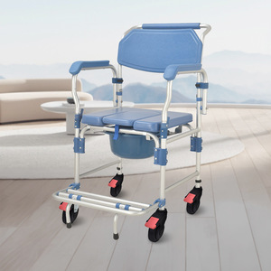 Wei Yikang <b>Commode</b> Chair Blue <b>Portable</b> Indoor Toilet For Elderly Disabled With Wheels And Backrest - Product Image 3