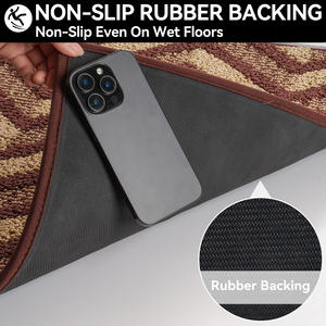 Paillasson rectangulaire antidérapant style nordique à chevrons, tapis d'entrée pour usage domestique en fibre de polyester à poils bicolores - Product Image 5