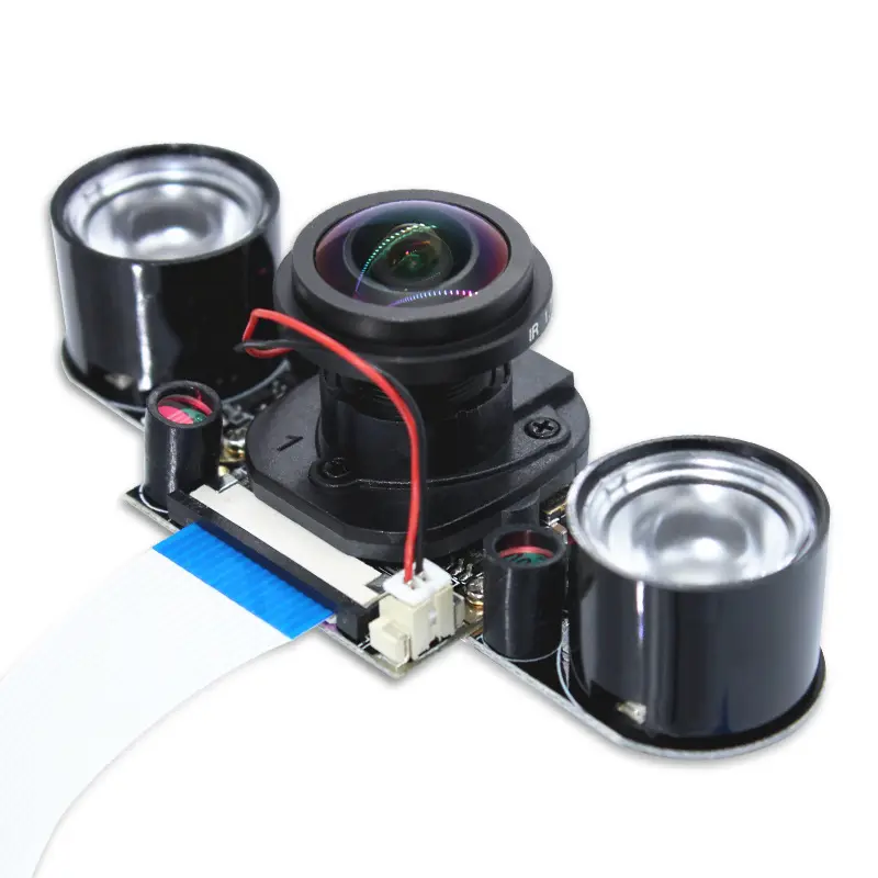 وحدة كاميرا 5 ميجا بيكسل ماركة راسبيري PI مع مفتاح تلقائي IR-CUT وزاوية عرض 175 درجة OV5640 عين السمكة لـ Raspberry PI موديل 2/4/3B+