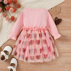 Baby Clothes Spring Long Sleeve Heart Print Tulle A-line Girls Dresses <b>Cute</b> Kids Clothing Ruffles Dresses for Girls - Product Image 2